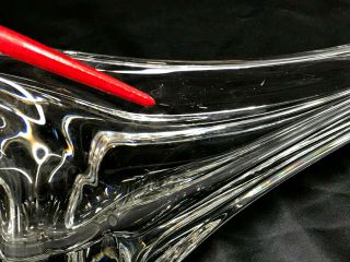 DAUM NANCY France HUGE Mid - Century Modern Crystal Elongated Bowl Vase Sculpture 12