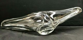 DAUM NANCY France HUGE Mid - Century Modern Crystal Elongated Bowl Vase Sculpture 5
