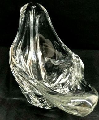 DAUM NANCY France HUGE Mid - Century Modern Crystal Elongated Bowl Vase Sculpture 7