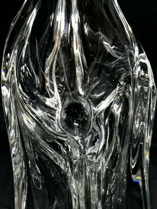 DAUM NANCY France HUGE Mid - Century Modern Crystal Elongated Bowl Vase Sculpture 8