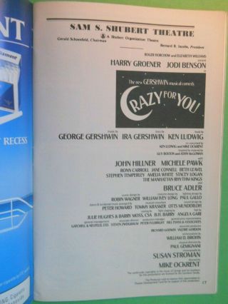 February 1992 - Sam S.  Shubert Theatre Playbill - Crazy For You - Harry Groener 3
