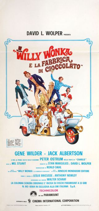 Willy Wonka & The Chocolate Factory 1971 Italian Locandina Poster