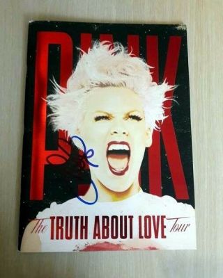 P Nk.  The Truth About Love Tour Book (pink) Signed