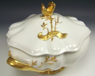 Rare 1888 Limoges Haviland 12.  5 " Tureen With Scallop Seashell Shape In Gold