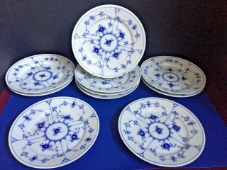 Set Of 10 Royal Copenhagen Blue Fluted Plain Salad/dessert Plates 179