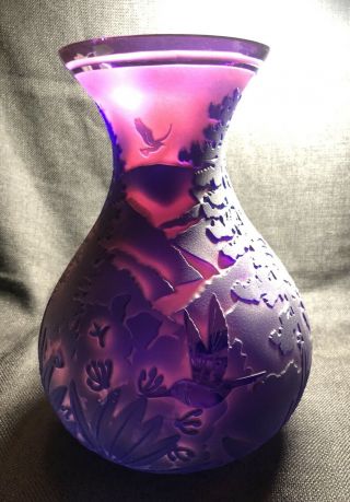 Exquisite Kelsey Murphy Pilgram Art Glass Studio Cameo Vase Signed & Numbered