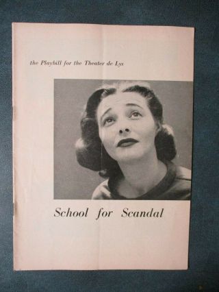 1953 Playbill Theatre Program Nyc Broadway School For Scandal Patricia Neal Tdbr