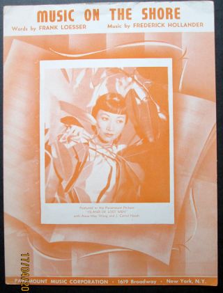 Anna May Wong (island Of Lost Men) Vintage 1939 Sheet Music