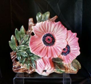 Vintage Mccoy Pottery Pink Poppy Flower Vase Planter - Rare - - Signed