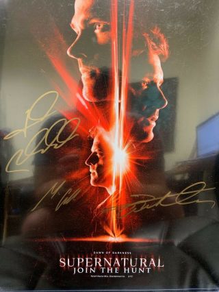 Supernatural Jensen Ackles,  Jared Padalecki And Misha Collins Autographed 14x11