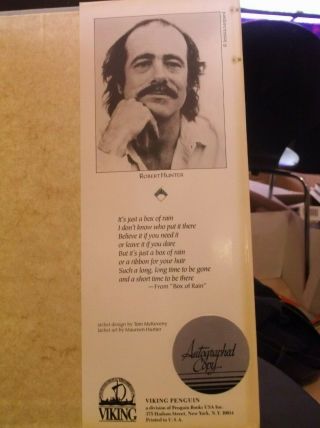 BOX OF RAIN by Grateful Dead lyricist Robert Hunter autographed SIGNED rare gem 6