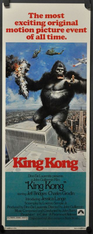 King Kong 1976 14x36 Movie Poster Jeff Bridges Jessica Lange