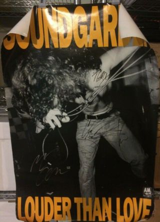 Soundgarden Louder Than Love Us 1989 Autographed Promo Poster Chris Cornell Vg
