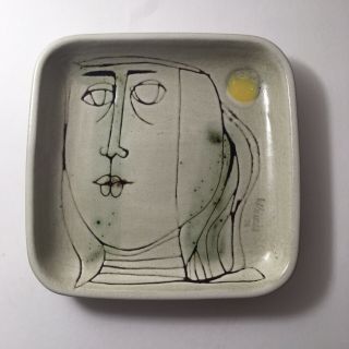 Exceptional 1976 Susana Espinosa Mcm Abstract Portrait Plate Modern Art Pottery