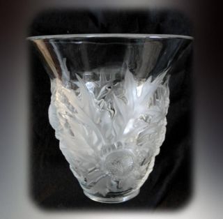Verlys Art Glass Large Clear Crystal Vase In Alpine Thistle Design