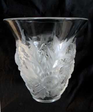Verlys art glass large clear crystal vase in Alpine Thistle design 2