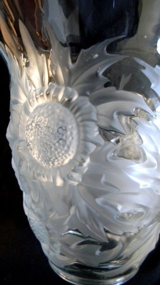 Verlys art glass large clear crystal vase in Alpine Thistle design 3