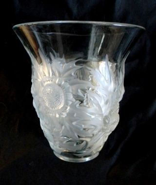Verlys art glass large clear crystal vase in Alpine Thistle design 5