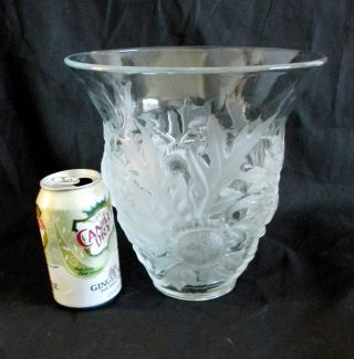 Verlys art glass large clear crystal vase in Alpine Thistle design 6