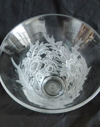 Verlys art glass large clear crystal vase in Alpine Thistle design 7