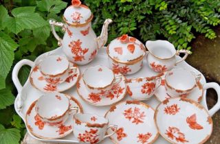 Herend Queen Victoria Fortuna Demi - Tasse Set For 6 Persons Vboh