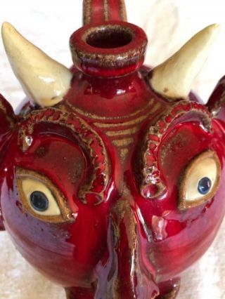 A.  V.  Smith Devil Face Jug Southern Folk Art Primative Pottery Estate Find 11