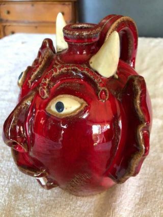 A.  V.  Smith Devil Face Jug Southern Folk Art Primative Pottery Estate Find 4