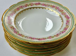 24 pc Limoges France Dinnerware set for 6 people Double Gold Pink 12