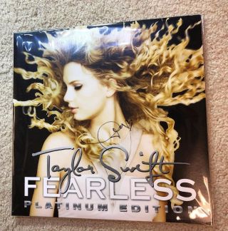 Taylor Swift Hand Signed Autographed Fearless Album 12” Lp Vinyl Authentic Proof