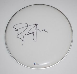 Roger Taylor Signed Autographed 12 " Drumhead Queen Drummer Beckett Bas
