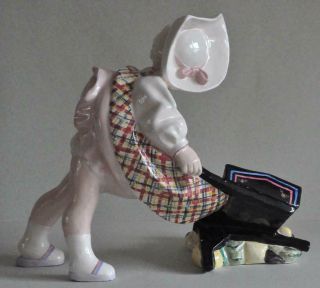 Rare Vintage Lenci Essevi Vachetti Statue Pottery Porcelain Figurine Girl Italy 5