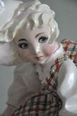 Rare Vintage Lenci Essevi Vachetti Statue Pottery Porcelain Figurine Girl Italy 8
