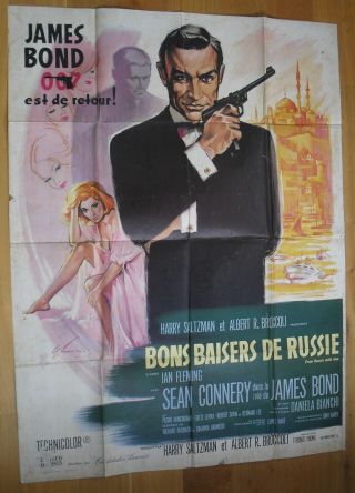 James Bond 007 From Russia With Love French Movie Poster R70s 63 " X47 "