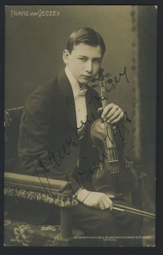Franz Von Vecsey (violinist) : Signed 1912 Vienna Postcard Photograph