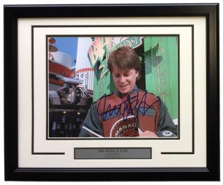 Michael J.  Fox Signed Framed 11x14 Back To The Future Photo Psa U45995