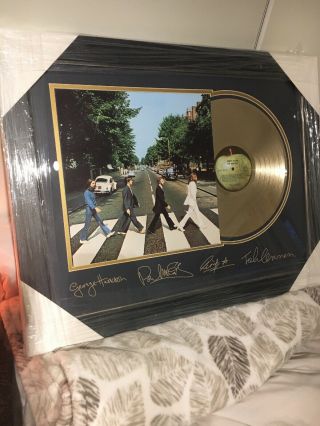 Beatles Abbey Road Gold Plated Album W - Laser Signatures - Framed Plexi