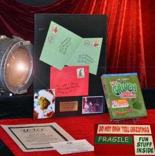 How Grinch Stole Christmas Jim Carrey Prop Mail,  Framed,  Signed Pp Dvd,  Uacc