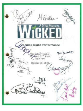 Wicked Musical Signed Script Rpt Idina Menzel Joel Grey Carole Shelley