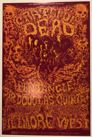 1969 Lee Conklin Grateful Dead Doug Sahm Bill Graham Fillmore Poster Bg 162 1st