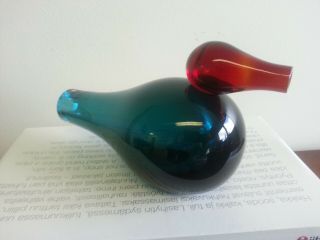Iittala Giorgio Vigna Colori Large Hand Blown Glass Bird Sea Blue & Red