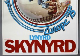 LYNYRD SKYNYRD - mega rare vintage 1975 European concert tour poster 3