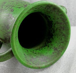 Weller Matte Green Coppertone American Art Pottery Tall Urn Handled Vase 12 1/8” 6