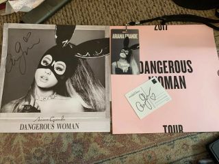 Ariana Grande Rare Autographed Dangerous Woman Autographed Print & Postcard