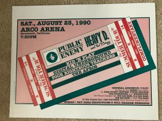8 - 25 - 1990 Public Enemy Concert Poster Arco Arena Heavy D 22 " X 28 "
