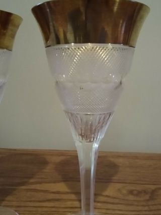 Vintage MOSER Splendid Gold Trim Crystal Wine Glasses PERFECT Decanter bottle 2