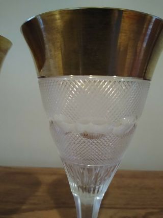 Vintage MOSER Splendid Gold Trim Crystal Wine Glasses PERFECT Decanter bottle 3
