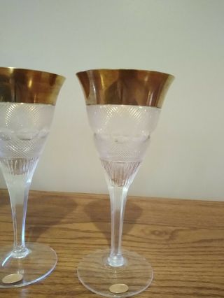 Vintage MOSER Splendid Gold Trim Crystal Wine Glasses PERFECT Decanter bottle 8