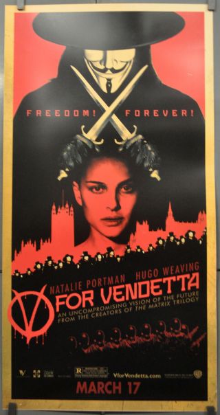 V For Vendetta 2006 Orig 26x50 " Kiosk " Movie Poster Hugo Weaving Natalie Portman