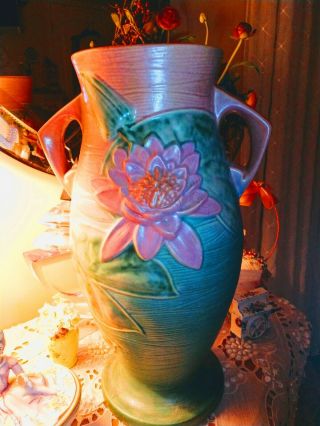Large Roseville Water Lilly Vase 18 "