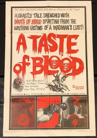 A Taste Of Blood 27 " X 41 " Ss/folded Movie Poster - 1967